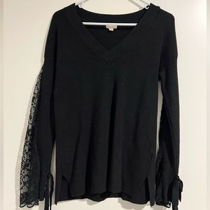 Hem & Thread Black Long-Sleeve with Floral Pattern